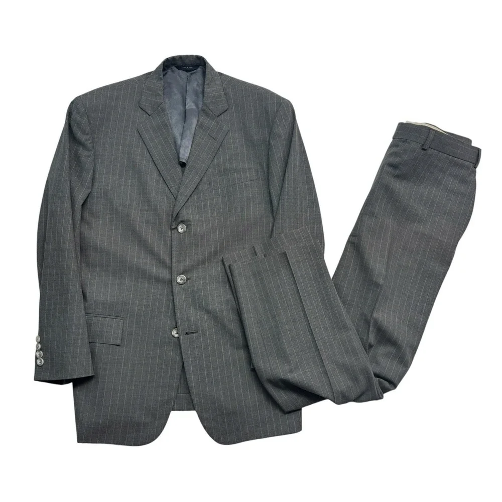 Brooks Brothers 42R 33x30 Gray Pinstripe 2pc Pant Suit Regent Brookscool‎ Canvas